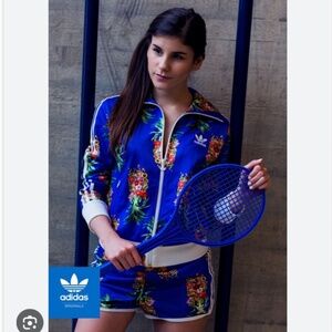 Adidas 2 pc Set Farm Frutaflor Jacket S Small &. Shorts M Medium Pineapple Blue